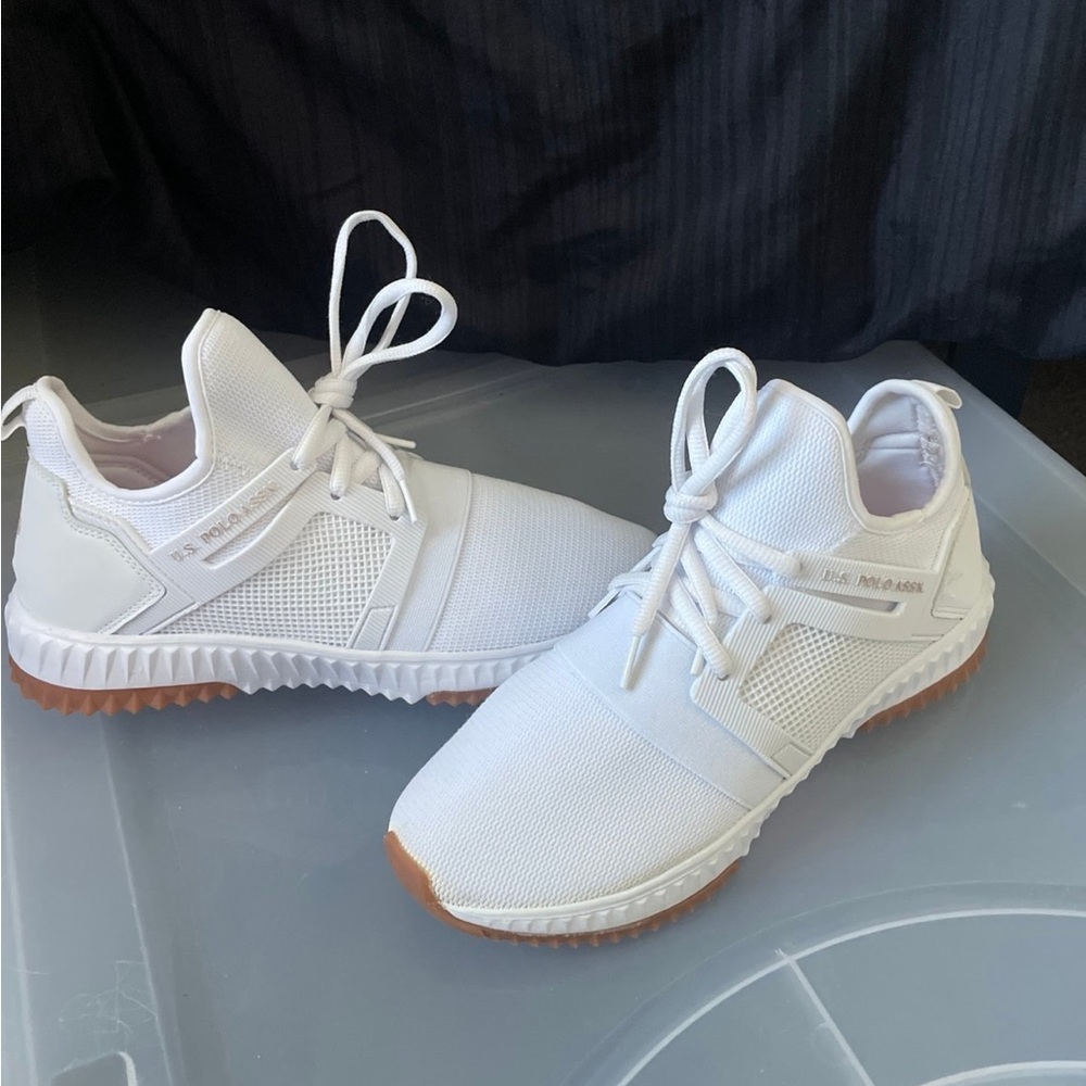 U.S. Polo Assn. White Athletic Shoes with Tan Soles